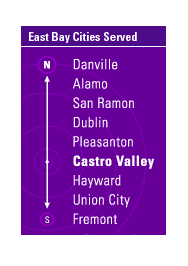 cities served - Danville, Alamo, San Ramon, Dublin, Pleasanton, Castro Valley, Hayward, Union City, Fremont